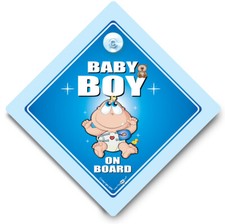 Baby Boy On Board Car Sign, Baby On Board Sign, Suction Cup Car Sign