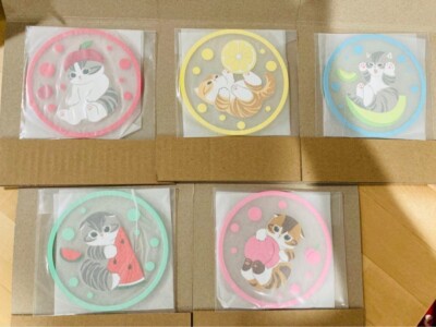 Set of 5 Mofusand Clear Rubber Coaster Fruit Capsule Toy BANDAI Japan New 2023