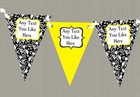 Yellow White Black Damask Personalised Wedding Venue or Reception Bunting