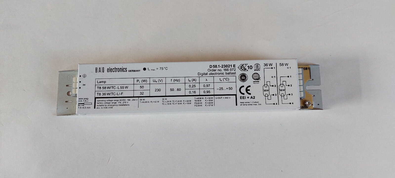 4x BAG D58.123021E Vorschaltgerät 1x58W oder 1x36W wahlweise je nach