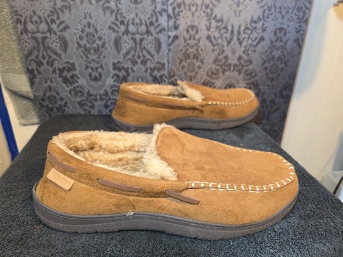 Zigzagger-Men's brown Sherpa Moccasin fur slippers size 12 - Picture 4 of 7
