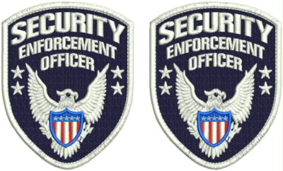 SECURITY SHOULDERS  EMBROIDERY PATCH 4.5X3.75''X Velcr@ On Back White On Navy B