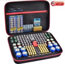 Battery Storage Organizer Case Bag WITH A TESTER Hold Batteries AA AAA C D 9V 3V