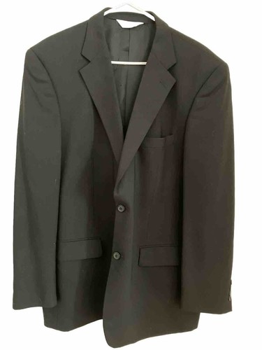 Pronto Uomo Blazer 44L Black Wool Mens Sport Coat Suit Jacket Two Button - Picture 1 of 13