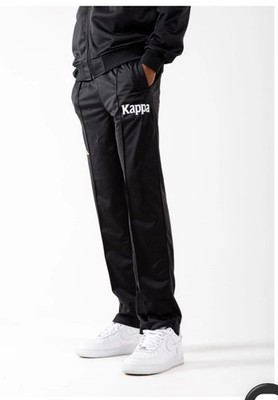 NWT Kappa Mens Authentic Ambret Logo Black Track Pants Joggers Tracksuit Large