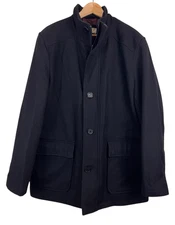 Pelle Studio Men's Wool Dress Pea Coat Size L Black Warm Lined Classy Overcoat