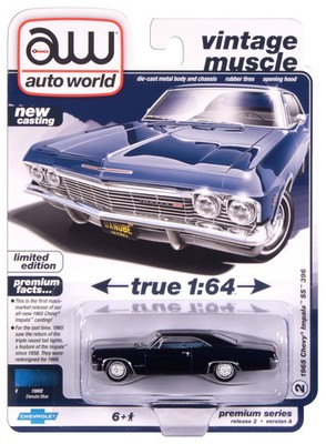 AUTO WORLD 1:64 1965 CHEVROLET IMPALA SS 396 DANUBE BLUE AWSP193A AW64512