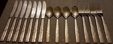 Lot Of 15 Cuisinart 18/10 Stainless Center & Diagonal Lined Mixed Flatware Lot