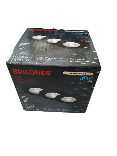Briloner 3Er Black Einbaustrahler Led 4,9W 3000K 3X 480Lm Deckenspot Ø90Mm IP65-image