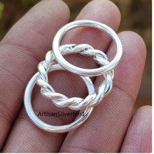Handmade Sterling Silver Stacking Ring Set: Solid 925 Silver Bands All Size