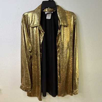 Charades Gold 1970s Disco Shirt Adult L, 100% Polyester Costume
