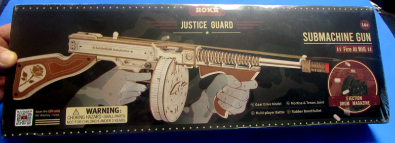 ROKR - JUSTICE GUARD SUBMACHINE GUN - WOODEN MODEN KIT - SEALED / UNOPENED LQB01