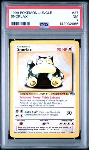 1999 POKEMON JUNGLE #27 SNORLAX PSA 7