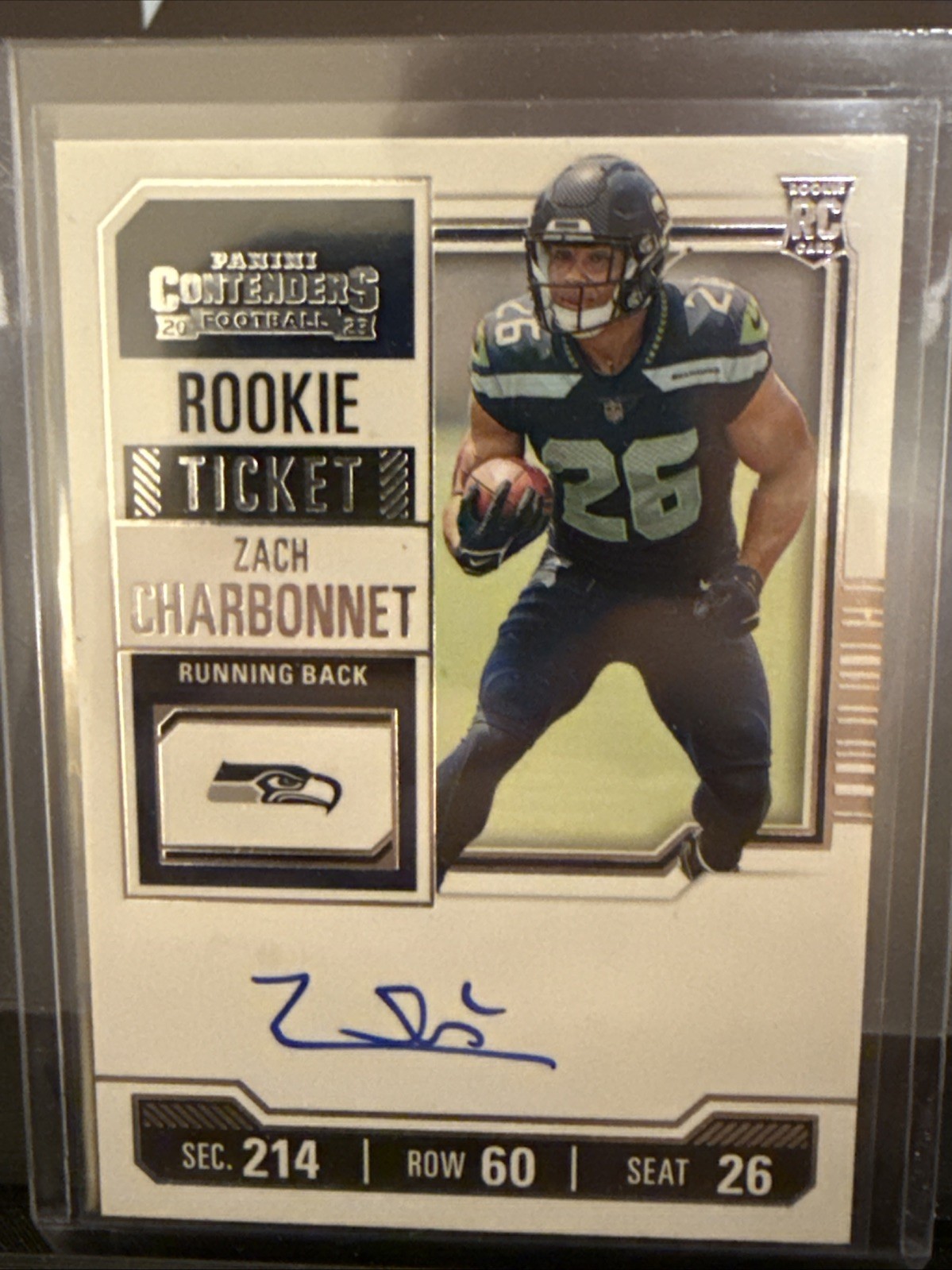 2023 Contenders Optic Rookie Ticket RPS Autograph Zach Charbonnet #141 RC AUTO