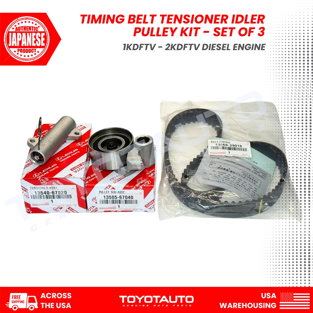 Toyota Timing Belt Kit Hilux Fortuner Prado HiAce Innova 1KD 2KD Diesel OEM 3pc