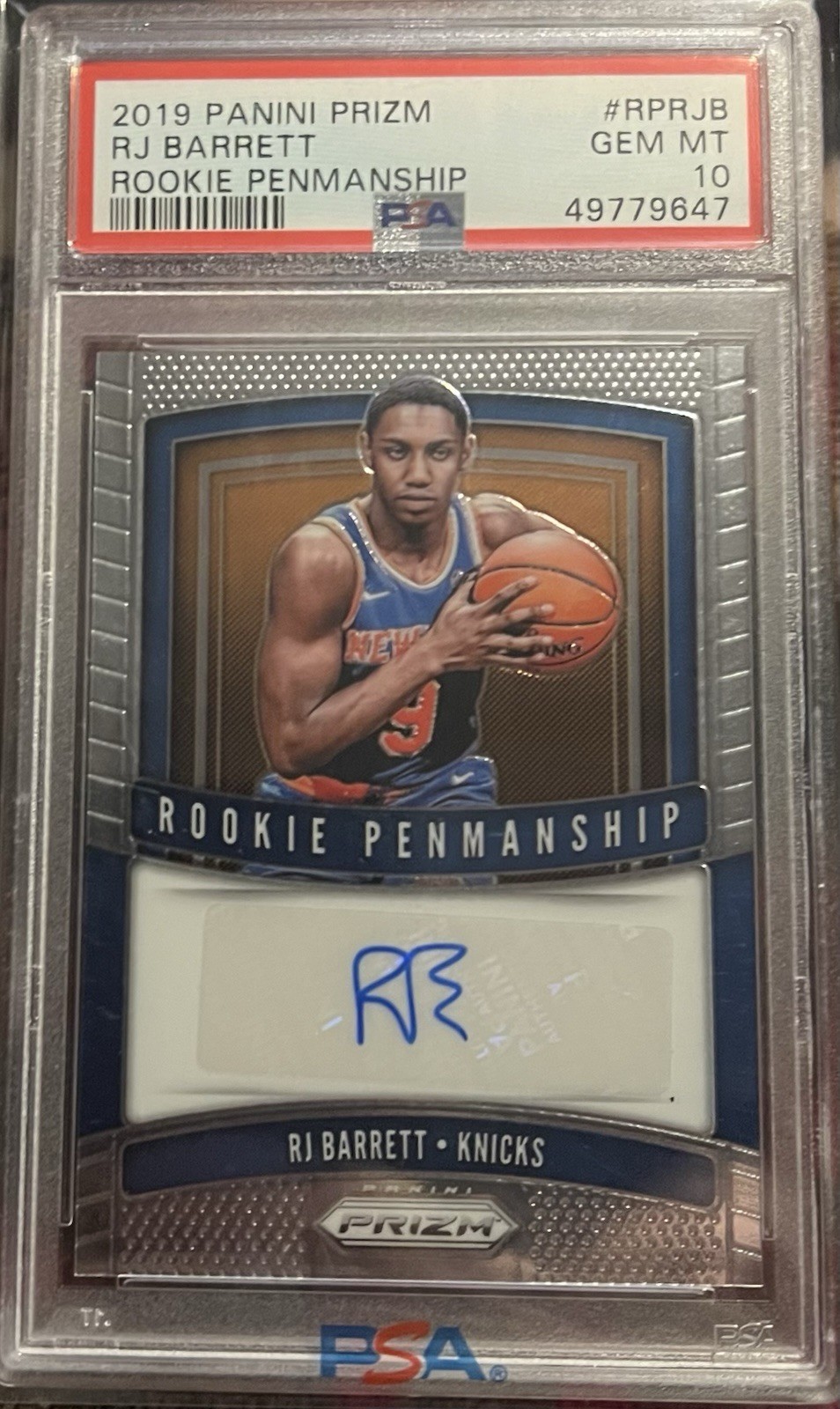 2019 Panini Prizm RJ Barrett Rookie Penmanship AUTO PSA 10 RC Knicks Raptors