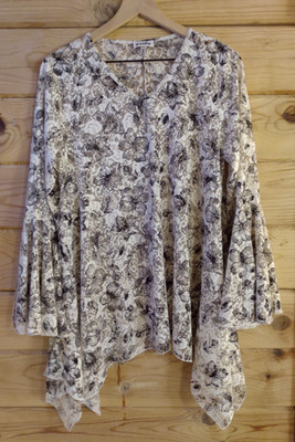 Gathy Women's Y2K Whimsigoth Fairy Boho Witch Flutter Sleeve Asymmetrical Sz L