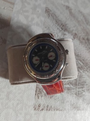 Sportlich & auffällig   SENZO Quartz Chrono-Look mit rotem Lederband!  