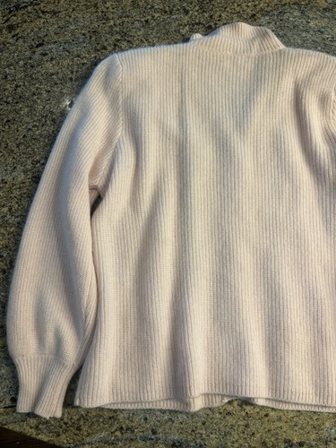 Vtg Adele Joyce Cardigan Sweater Angora Lambswool Pearl Pink Size Medium Petite - Picture 8 of 9