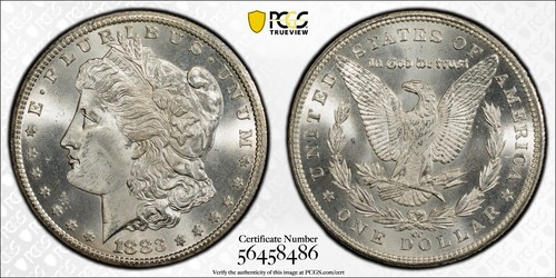 1883-CC Morgan Silver Dollar - PCGS MS64+