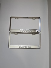 2 Pcs Silver License Plate Frame For 3d Silver -toyota- Logo