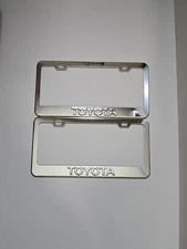 2 pcs Silver License Plate Frame for 3D silver -Toyota-  Logo