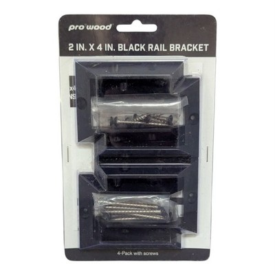 DeckoRail 2x4 Black Rail Brackets Set of 4 Connects Rail To Post ProWood New 