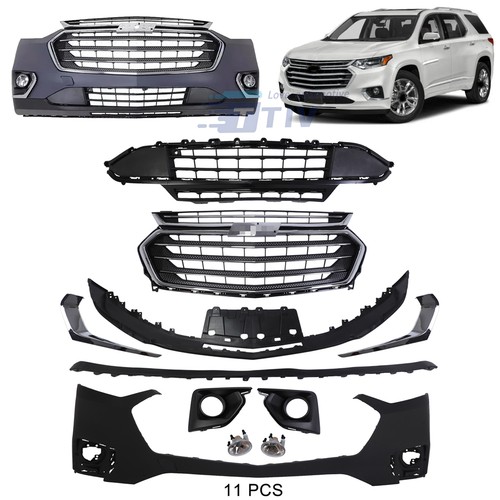 Front Bumper Cover Grille Complete Assembly Set For 2018-2021 Chevy Traverse
