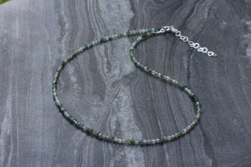 Green Rutile Faceted Round 2-3MM Gemstone Beaded Men Women Handmade Necklace 24" - Picture 9 of 12