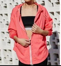 Free People Movement Run Wild Light Jacket XS Oversized Neon Pink Vivid Coral