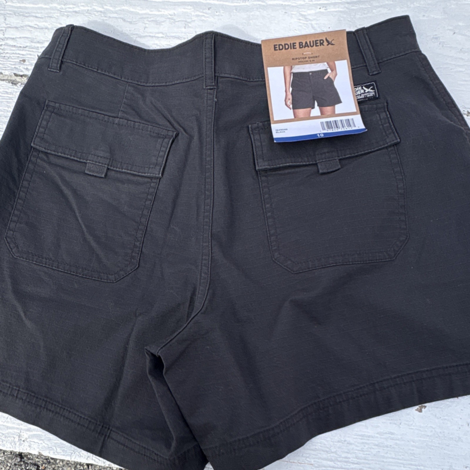 Eddie Bauer Ripstop Short Women's Size 10 Black Lightweight Flat Front 1849046