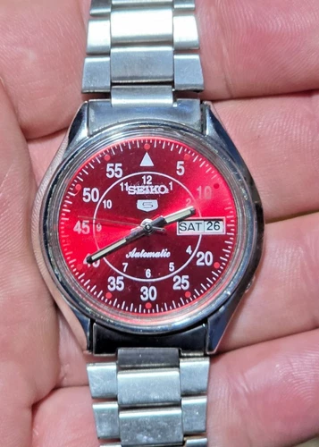 Vintage Seiko Sports 5  Red Dial 7009A Refurbished