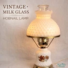 Vintage Hobnail Milk Glass Hurricane End Table Parlor Lamp 17” Tall