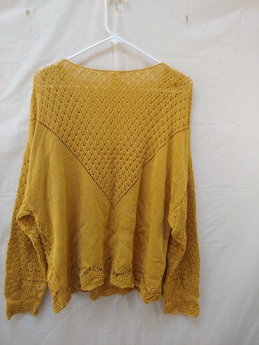 Maurices Womens Sweater XXL Gold Yellow Open Knit V Neck 1X Cotton Long Sleeve - Picture 6 of 8