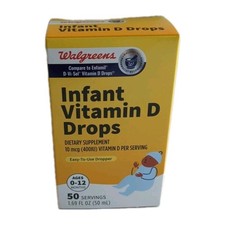 NEW Walgreens Infant Vitamin D Drops 10 mcg 50 Servings 1.69 fl oz Exp 11/2026