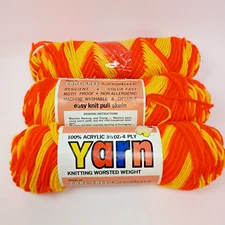 Vintage Malina 100% Acrylic Yarn - 832 Sunrise - Orange - 3.5oz 4-Ply - 3 Skeins