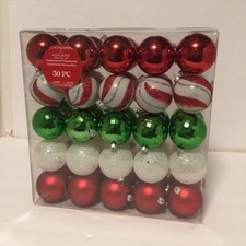 NIB Ashland Christmas Glittered Ornaments 2.2 Inch 50 Pieces Shatterproof