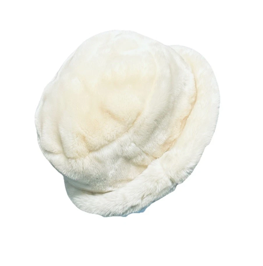 复古 Cornelia James 女式人造毛皮桶帽奶油色缎面衬里华丽 — 第 3/4 张图片