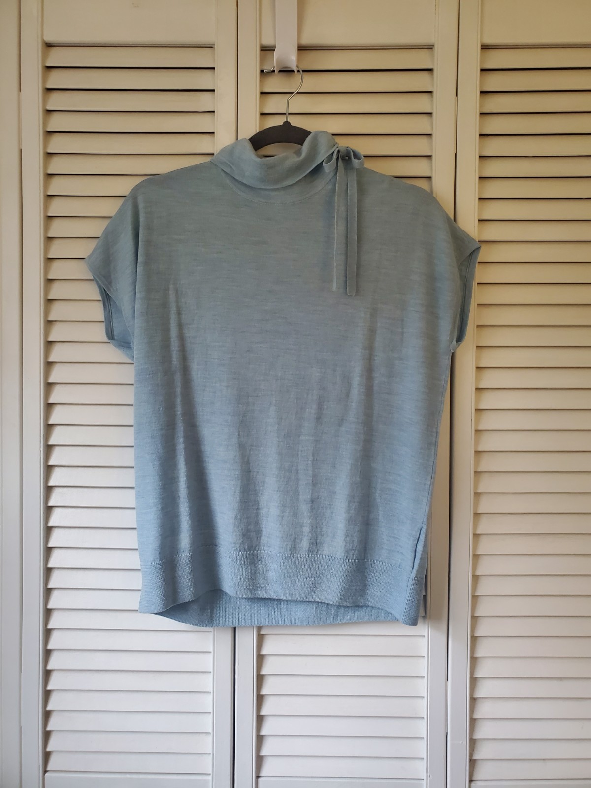 Brooks Brothers Wool Sleeveless Sweater Vest Blue Tie Turtleneck Women's XL