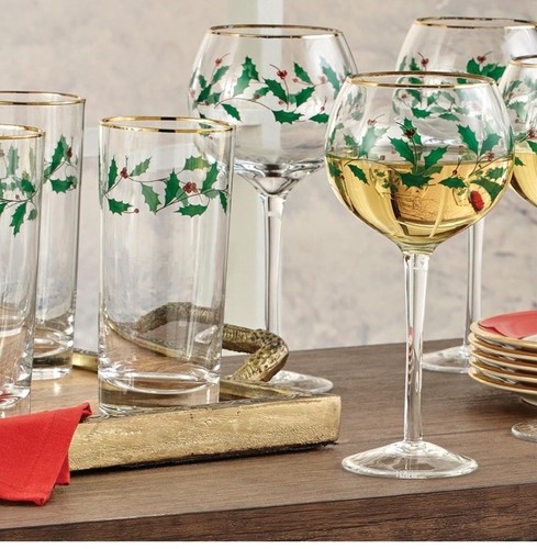 LENOX HOLIDAY 4-PIECE ICED BEVERAGE GLASS, DINNERWARE, HOSTING - RED/GREEN - Picture 4 of 8