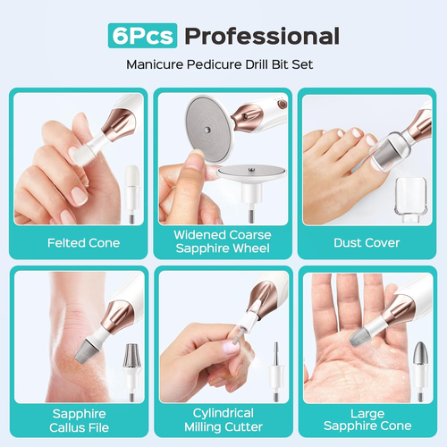 Professional Manicure Pedicure Kit, 5-In-1 Electric Nail File for Toenail Hand F - Picture 7 of 12