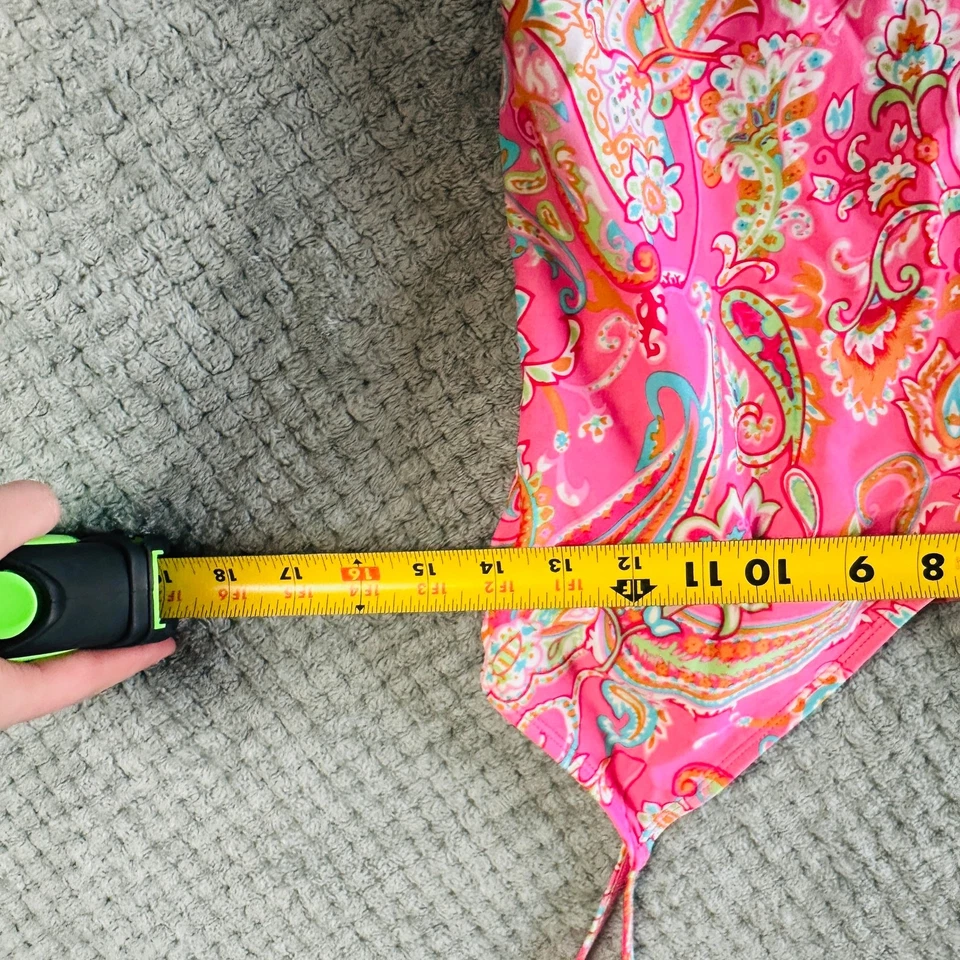 Vintage Retro Y2k Rosa Paisley Babydoll Tankini Top Chaps 12 Amarillo/Verde Foto 4 de 4