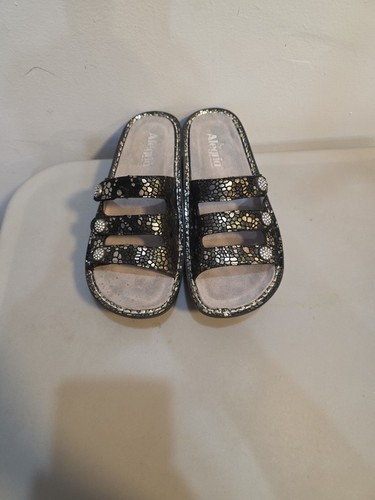 Alegria Slide Sandals Julee Vinely Black Leather Adjustable Size 39 - Picture 2 of 6