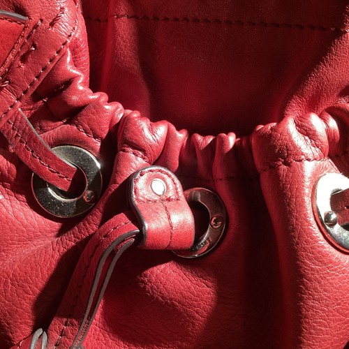 B Makowsky Leather Hobo Shoulder Bag Purse Medium RED - Picture 6 of 11