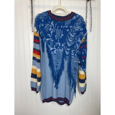 NWOT Urban Outfitters BDG Marlon Spliced Pullover Sweater Blue Oversized Size S