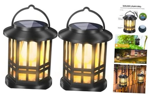 2 Pack Solar Lanterns Outdoor Waterproof,Hanging Solar Lantern,Upgraded Bright