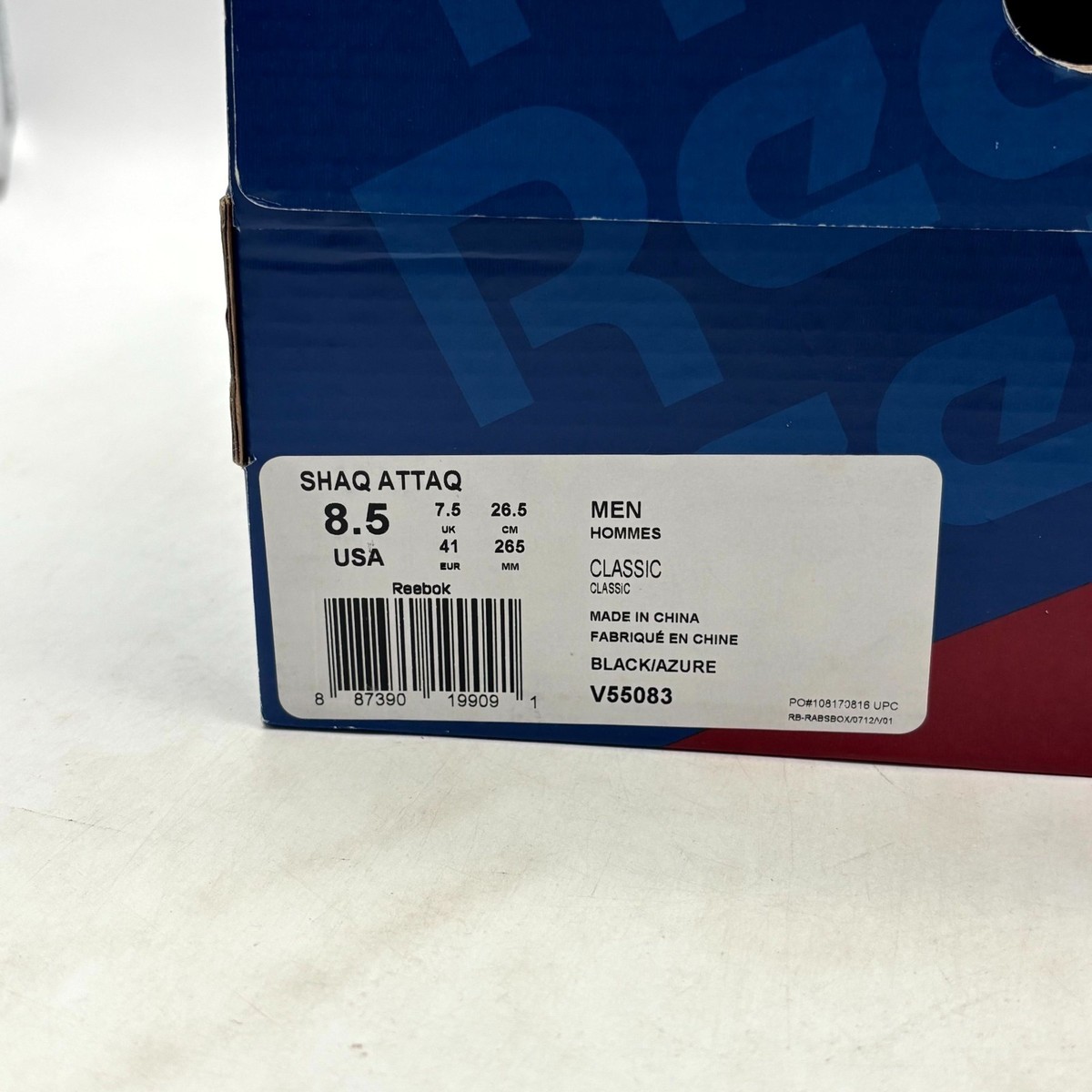Reebok Shaq Attaq Azure Blue Black Nubuck Athletic Shoes Size 8.5