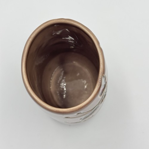 Fall Autumn Leaves Brown Red Ceramic Pottery Vase Pencil Holder - Picture 5 of 13