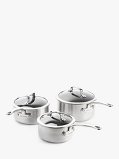 GreenPan Premiere Stainless Steel Ceramic Saucepan & Lid Set 3 Piece {Used}
