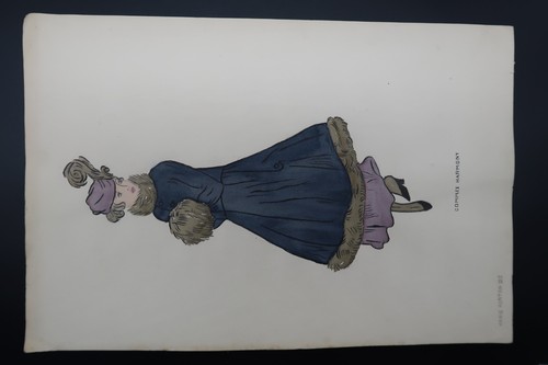 Antique Fashion Design Hand Colored Art Signed Annie Horton Complex Harmony - Picture 5 of 18